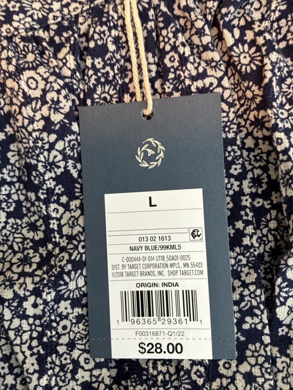 Universal Thread Blue and White Floral Square-Neck Blouse - Picture 4 of 6